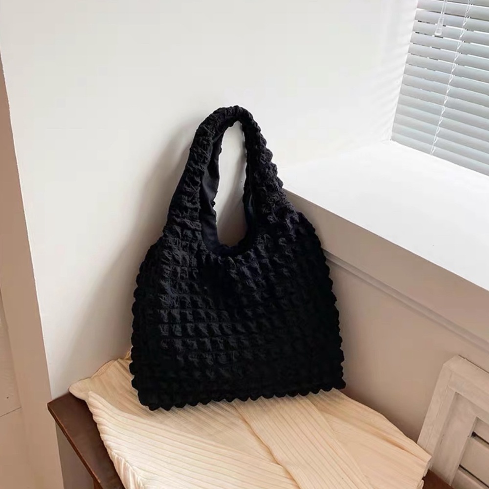 Cloud Puffy Beach Tote Black waffle tote bag new